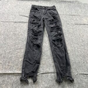 American Eagle‎ Strigid Black Distressed Jeans Women's Size 00